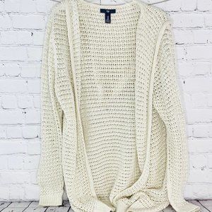 Long Sleeve Cream Hooded Cardigan